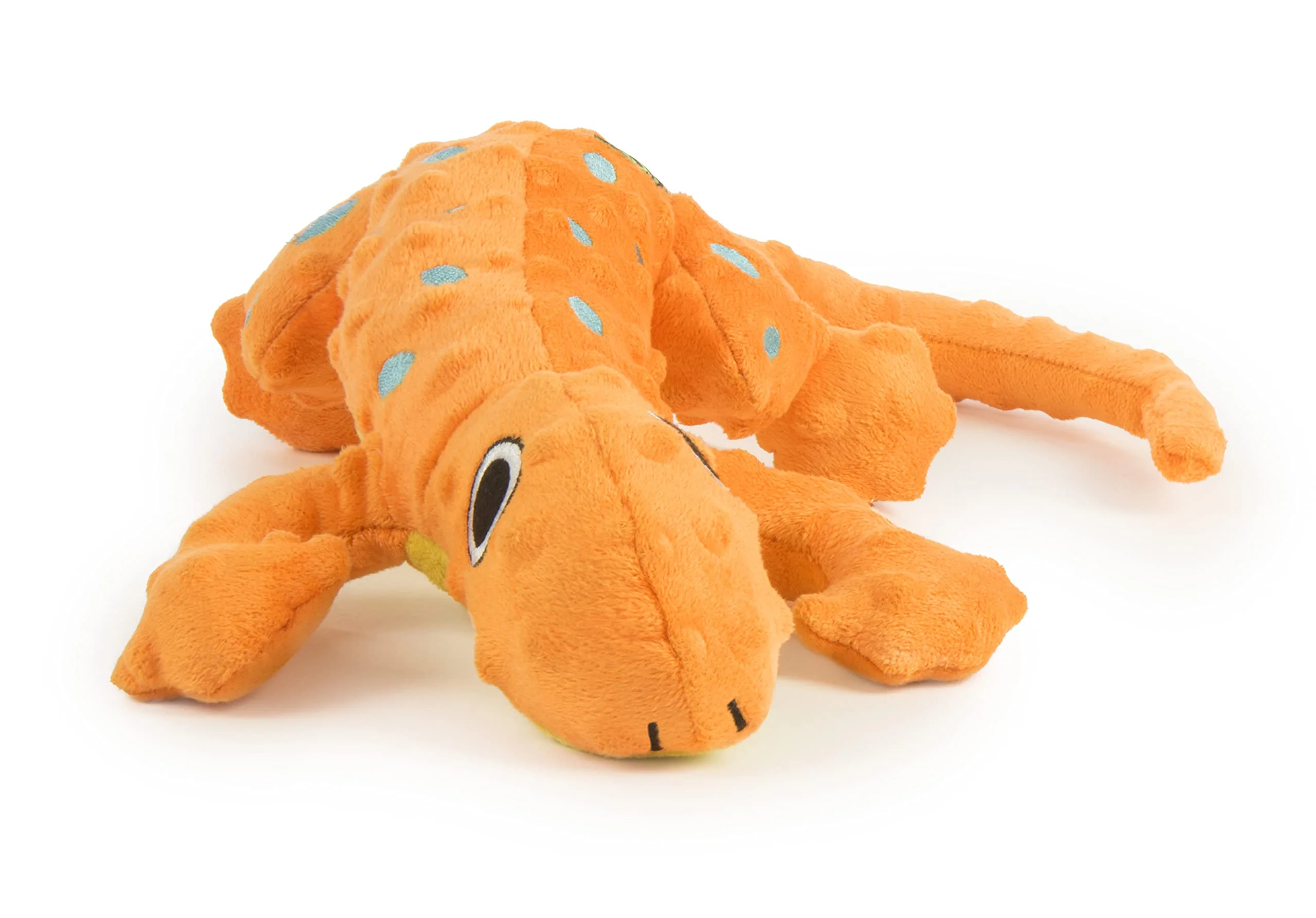 Professional GoDog Amphibianz Gecko Squeaky Plush Toy with Chew Guard Technology – Orange Large Fine Crafted