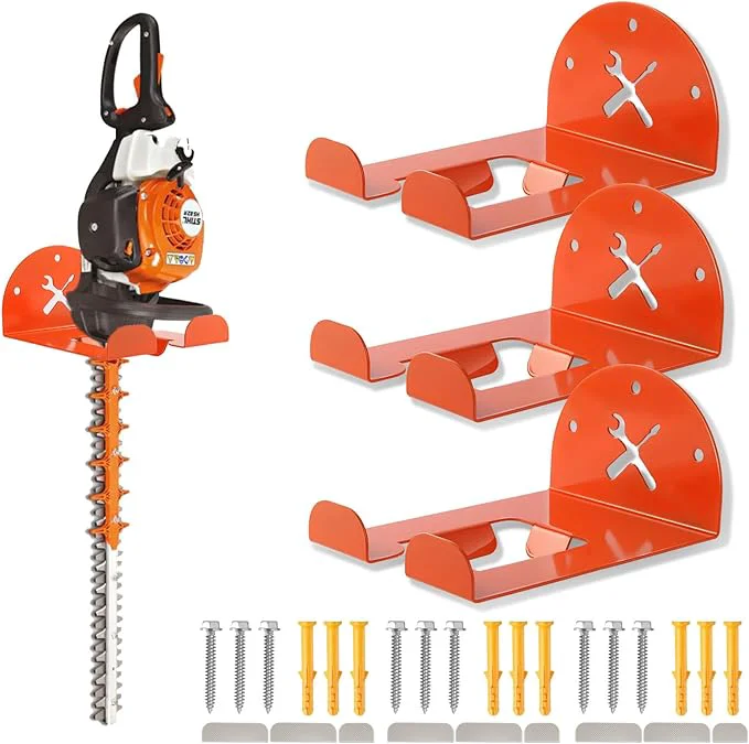 Official Upgraded Trimmer Rack Wall Mount – 8 Heavy Duty Weed Eater Hanger for Garage Wall Bracket Garden Power Tool Holder Organizer Hooks for Grass Trimmer Hedge Trimmer Leaf Blower and Chainsaw 3 PackAbout ThisOverview Eco-Friendly