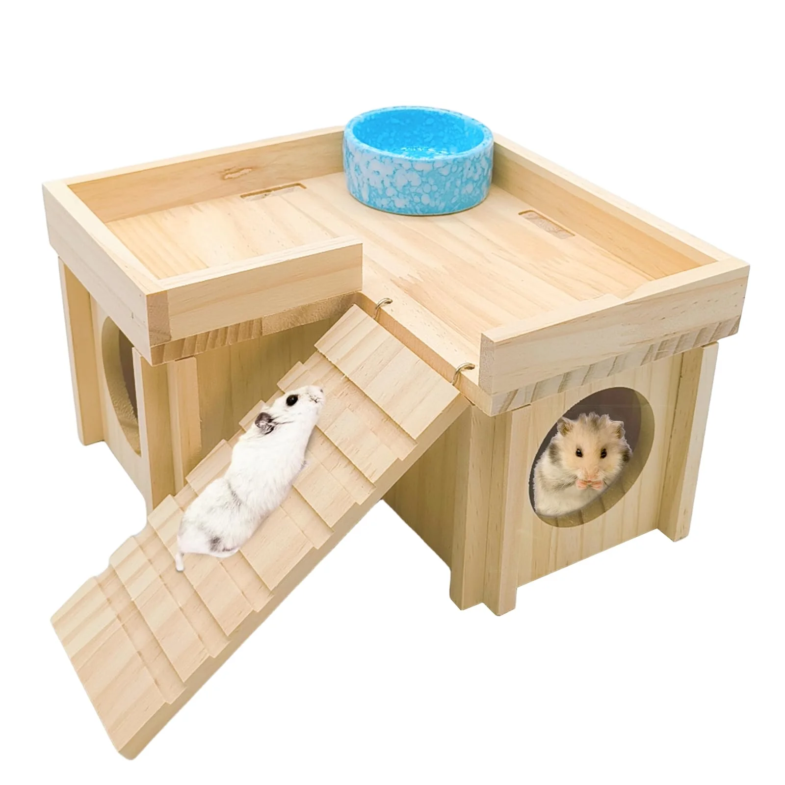 Next-Generation Acsist Wooden Hamster Hideout with Ladder – Cozy Platform Cage for Small Pets Practical