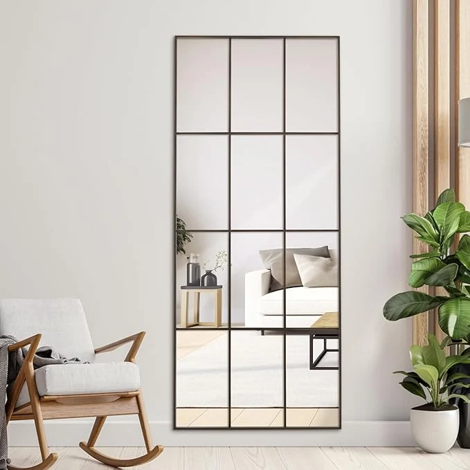 Official Windowpane Mirrors Full Length 65 x24 Wall Mounted Bronze Art Pane Mirror Farmhouse Decorative Floor Mirrors Leaning Hanging Wall Mirror for Bedroom Living Room EntranceAbout ThisOverview Trusted