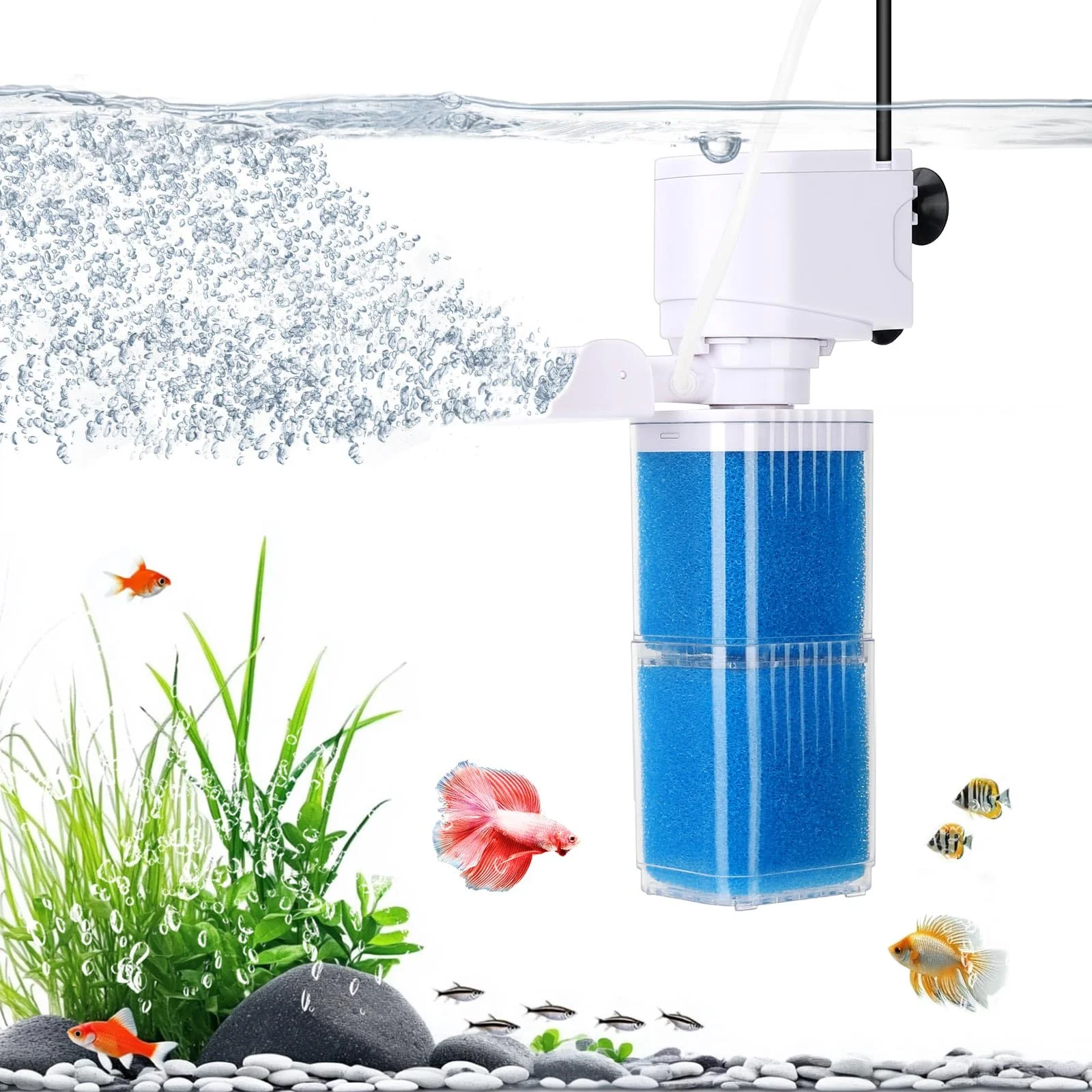 Functional Fishkeeper 4-in-1 Aquarium Power Filter — Silent Multi-Stage Filtration for 20–40 Gal Tanks World-Class