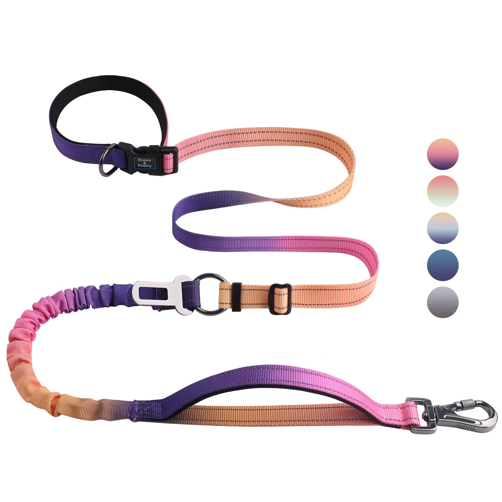 Advanced Roses Poetry Hands Dog Leash for Medium-Large Dogs No-Pull Bungee Waist Leash 4-6 ft Crafted