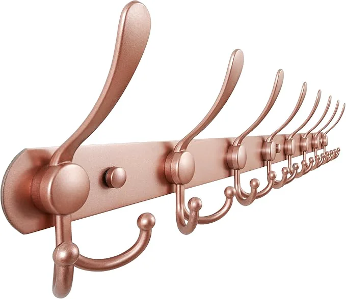 User-Friendly Dseap Coat Rack Wall Mount – 29.5 Long 8-Tri-Hooks Heavy Duty Coat Hanger Rail Wall Hooks for Hanging Coats Hats Clothing Clothes Purse Mudroom Entryway Rose GoldAbout ThisOverview Sophisticated