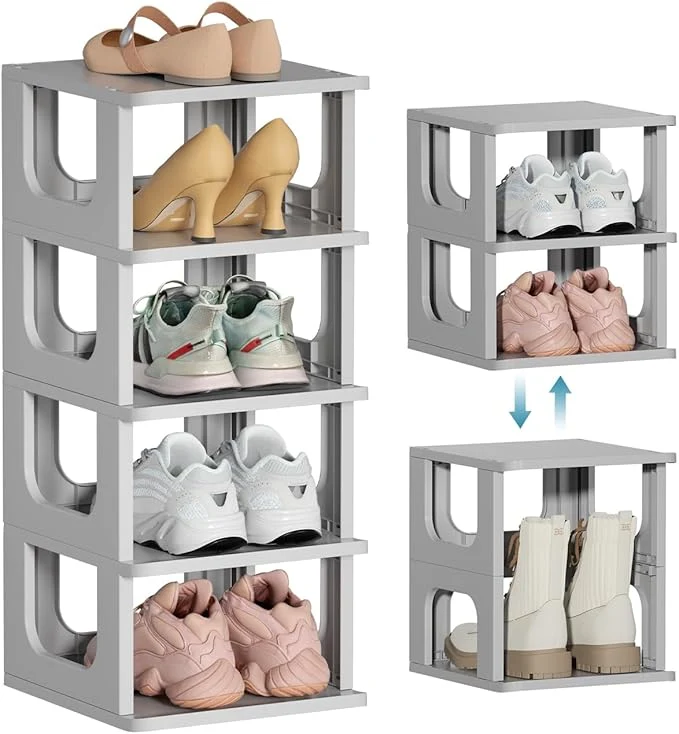 Lightweight HAIXIN 5-Tier Shoe Rack – Durable Space Saving Shoe Storage Stand for Closet Entryway Hallway Dorm Bathroom – GreyAbout ThisOverview Soft
