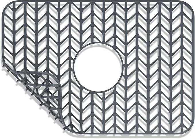 Premium AWOKE Sink Protectors for Kitchen Sink 18.2 x 12.5 Kitchen Sink Mats for Bottom of Kitchen Sink Sink Inserts for Kitchen Sink of Stainless Steel Sink Center Drain Grey About This High-Grade