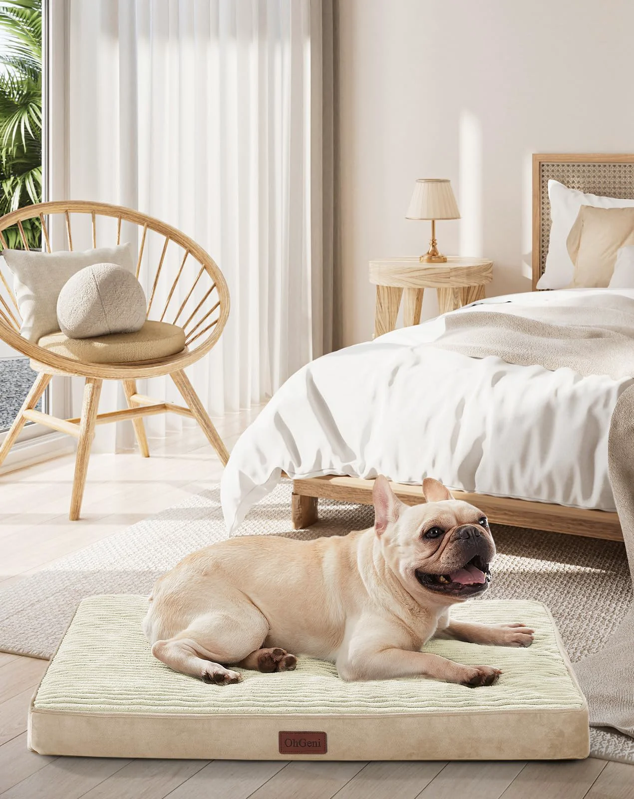 Elite OhGeni Orthopedic Waterproof Machine Washable Dog Bed – 30 in Khaki Next-Generation