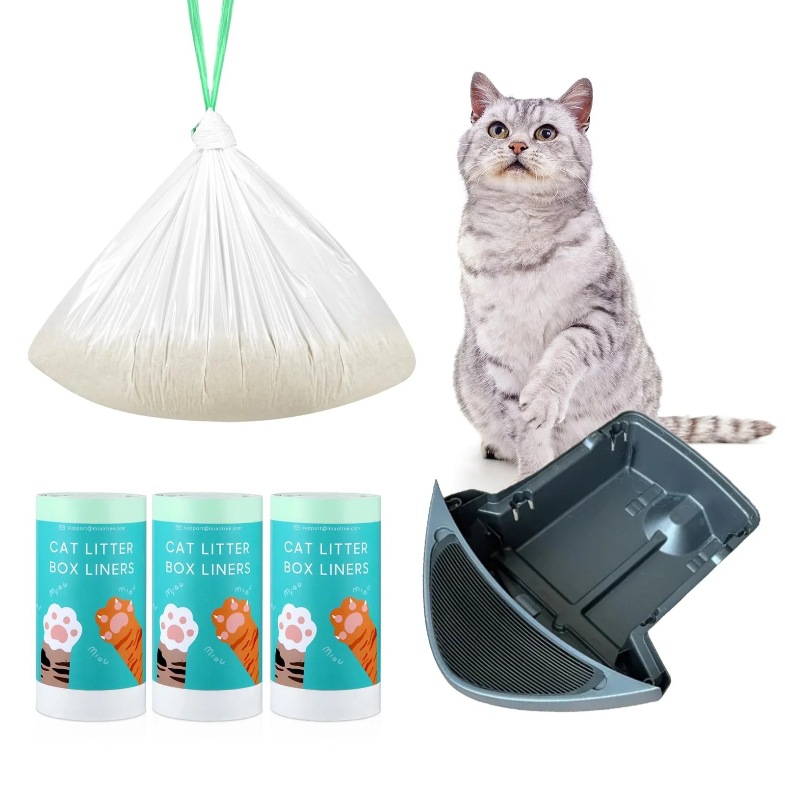 Flexible KropBom 60 Count Waste Drawer Liners for Litter Box Robots 10-12 Gallon Capacity Functional