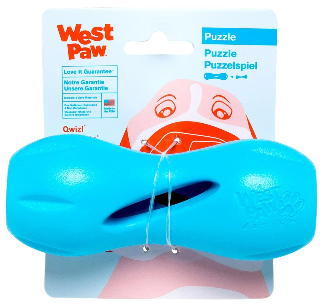 Fashionable West Paw Qwizl Aqua Small — Durable Puzzle Chew Toy for Aggressive Chewers Responsible