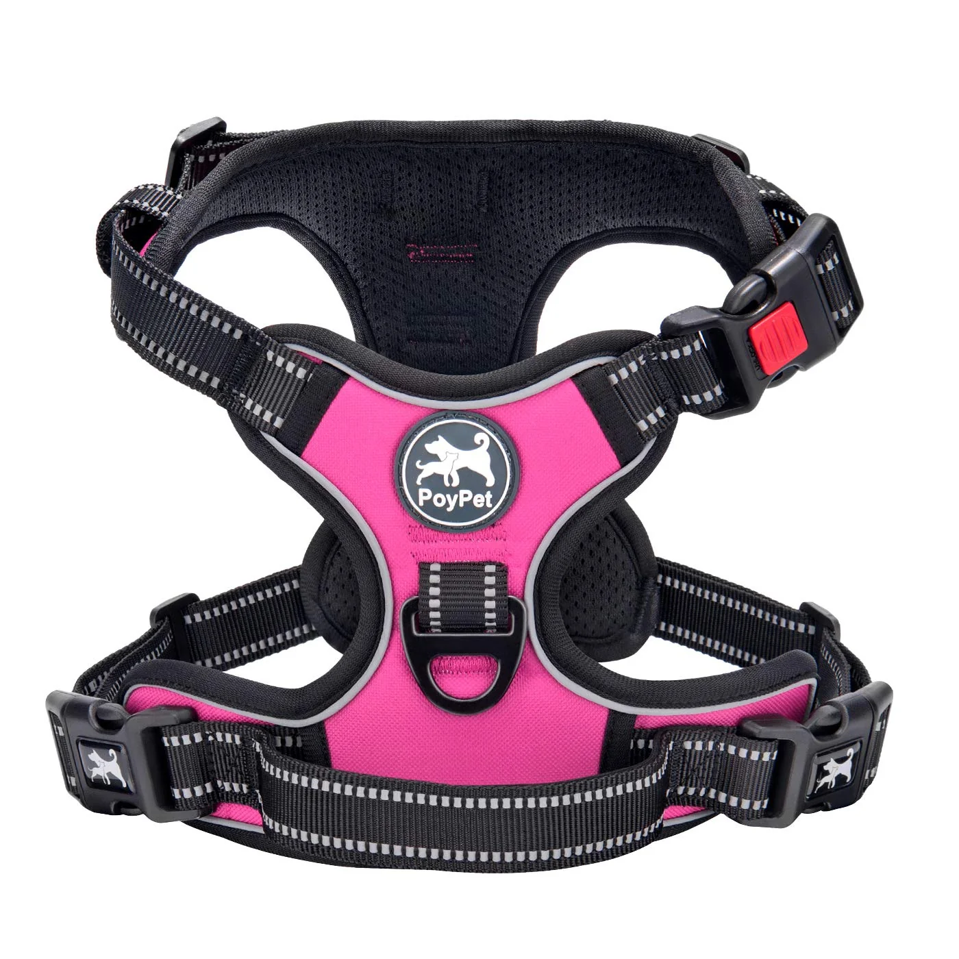 Quality PoyPet No Pull Dog Harness – Front Clip Reflective Adjustable Pink XS Smooth