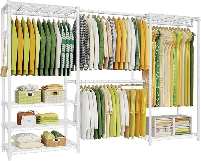 Original Design Ulif E1 Heavy Duty Closet Garment Rack 6 Tiers Adjustable Metal standing Expandable Clothing Storage with 4 Hanger Rods Easy to Assemble Wardrobe 71.4 H x 70 – 88.2 L x 14 D WhiteAbout ThisOverview Easy-to-Use