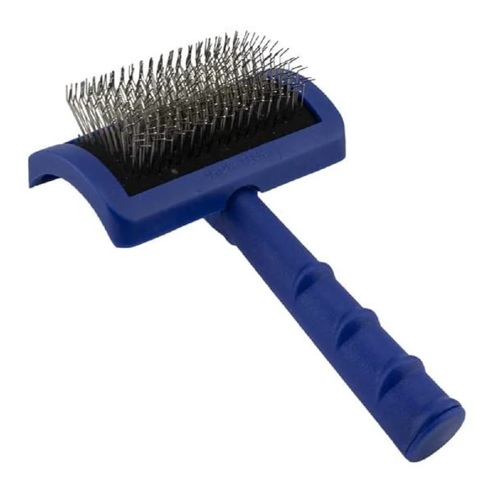 High-Grade Show Tech Tuffer Than Tangles Slicker Brush for Dog Grooming — Long Pins Angled Dematting Comfort Grip Medium Smart
