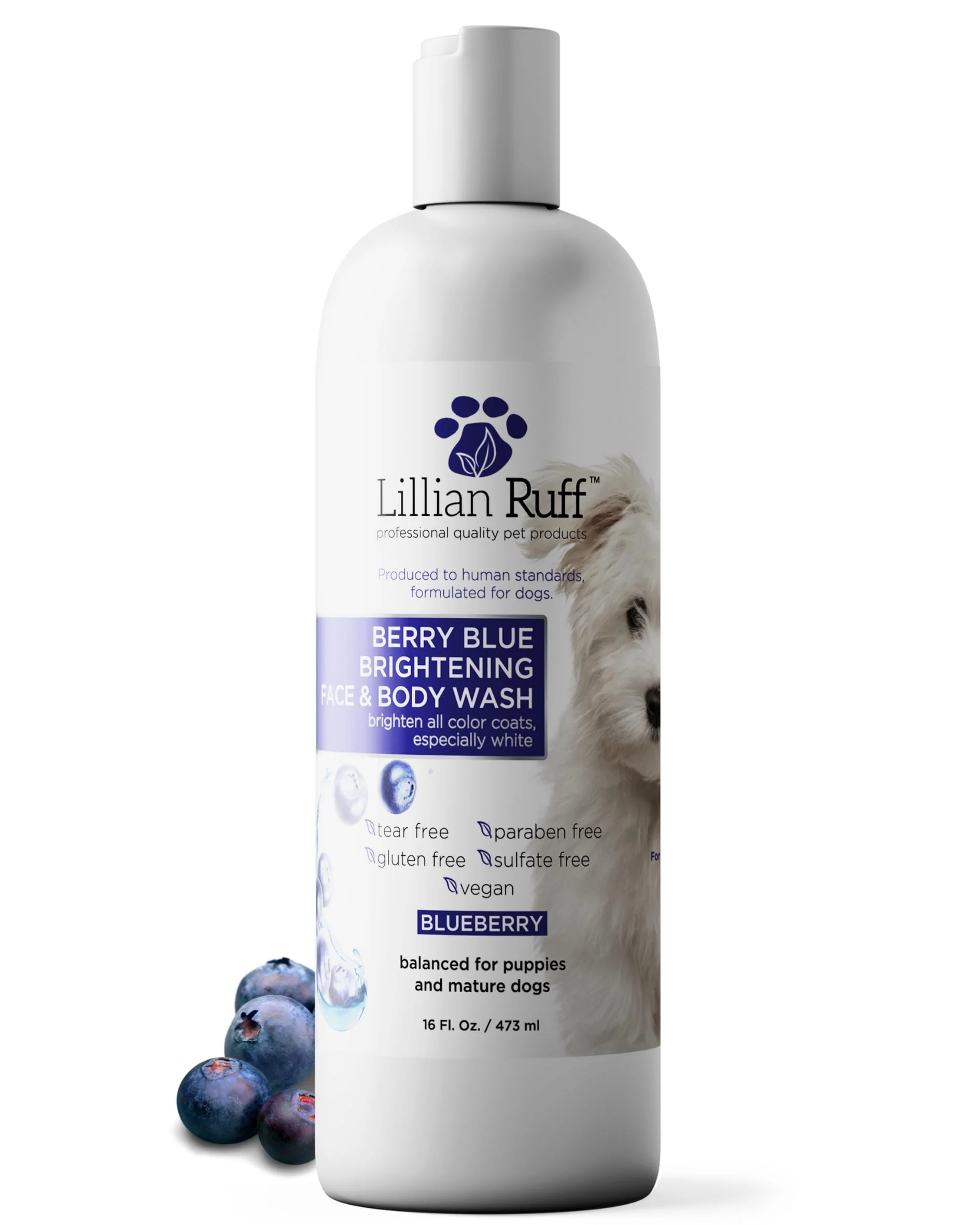 Versatile Lillian Ruff PRO Formula Berry Blue Brightening Pet Shampoo – Ultra-Hydrating Whitening Dog Shampoo 16oz Convenient