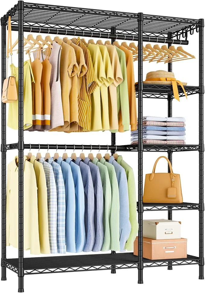 Smart Ulif F2 Clothes Rack 5 Tiers Heavy Duty Garment Rack for Bedroom standing Adjustable Closet Storage Organizer 46.1 W x 15.4 D x 78.3 H Load 630lbs Upgraded BlackAbout ThisOverview Safe