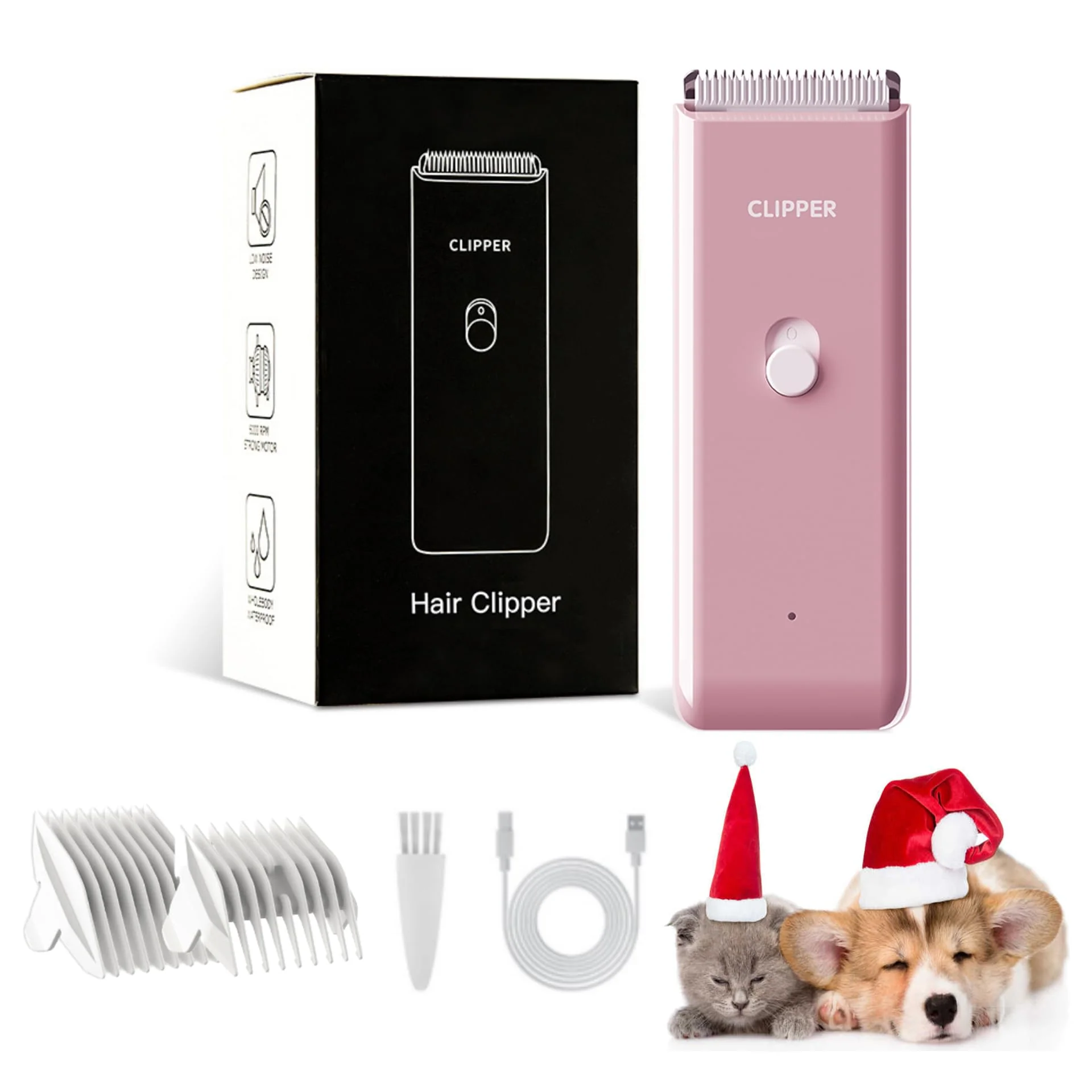 Organic Founouly Home Professional Dog Grooming Kit – Low Noise USB Clipper Certified