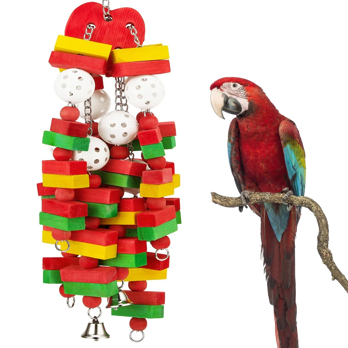 Versatile MEWTOGO Large Bird Parrot Toy – 22in Chew Block for Macaws Cockatoos Amazon Parrots Enrichment Gift Breathable