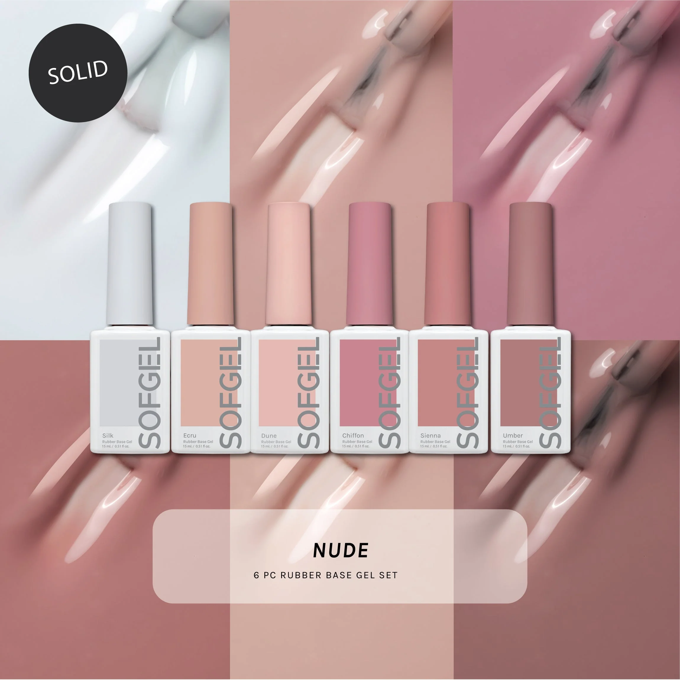 Recyclable Base de gel nude en caoutchouc – Lot de 6 couleurs Specialty
