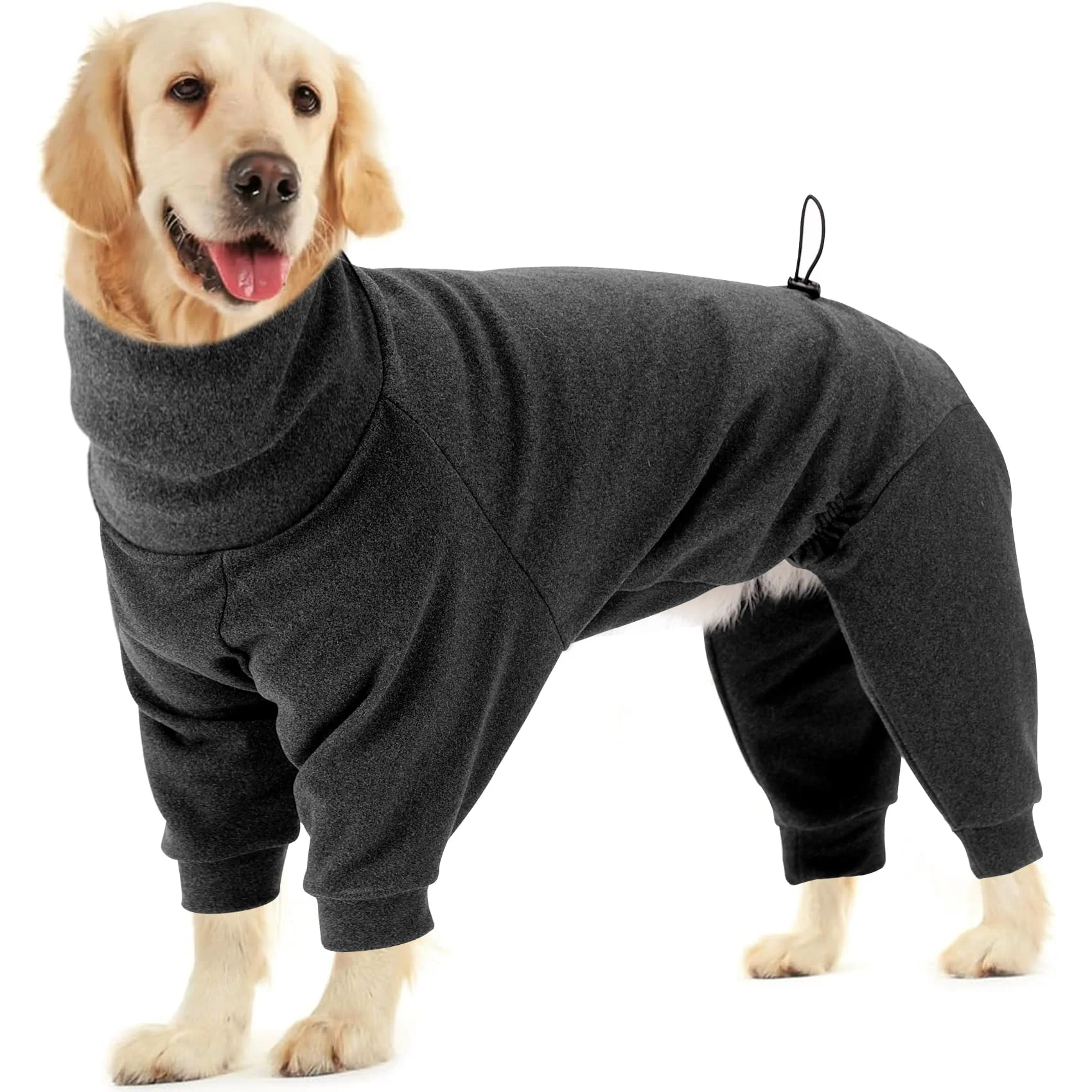 Casual Dotoner Pullover Dog Sweater with Leash Hole – High Collar Winter Vest for Large Dogs Functional