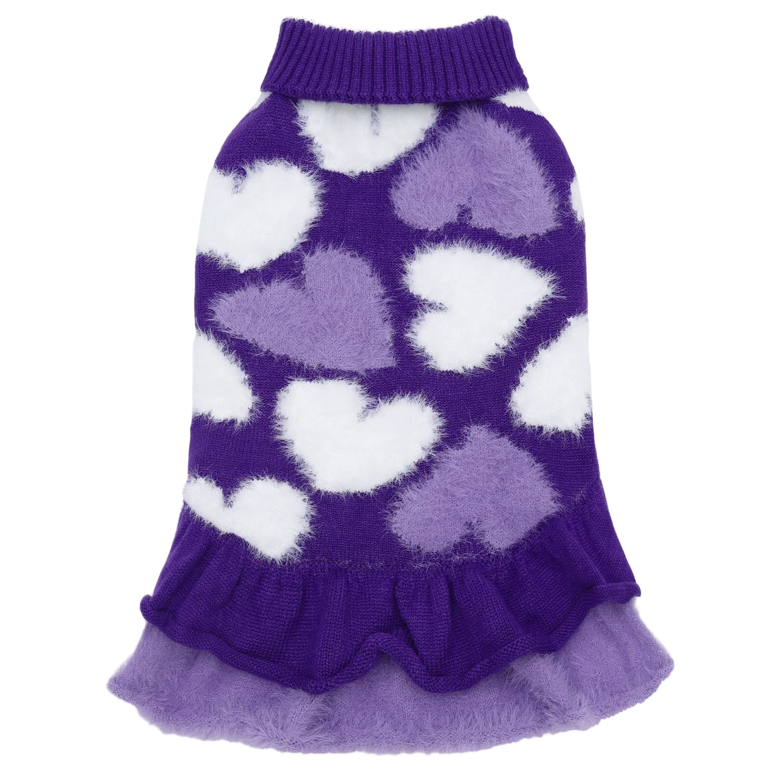 Premium Material CuteBone Purple Heart Dog Sweater Dress for Small Dogs – Soft Stretchy Pullover Innovative