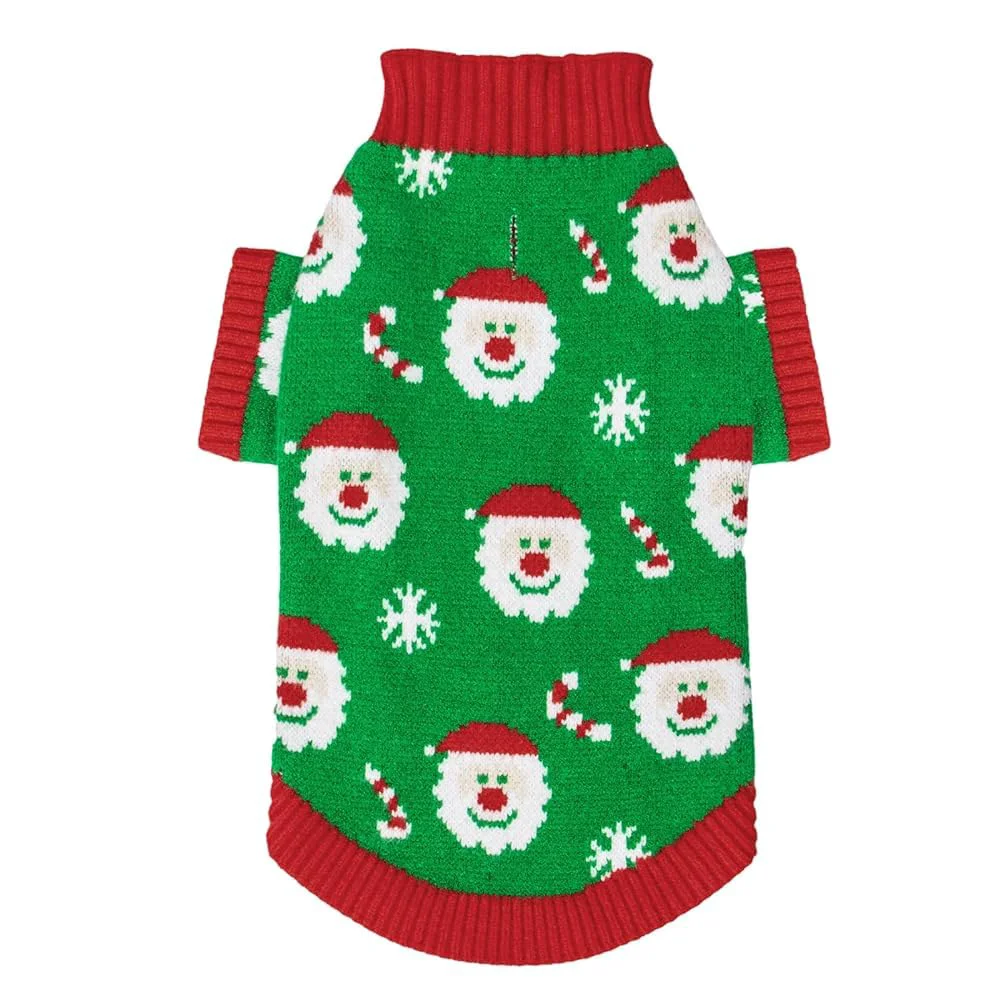 Elite CuteBone Christmas Green Dog Sweater for Small and Medium Dogs – Santa Knit Turtleneck with Harness Hole Selected