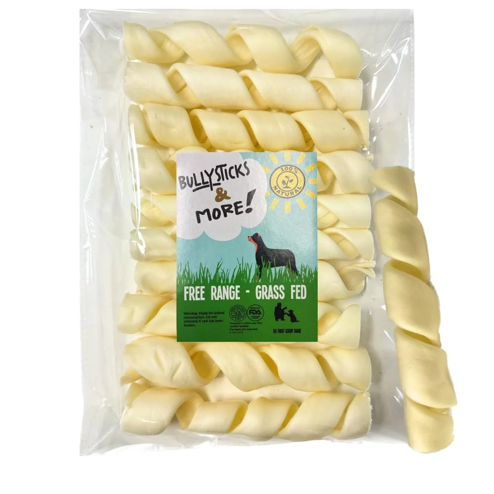 Expertly Made BULLYSTICKS MORE 6 Inch Beef Cheek Springs for Dogs – 10 Count No Hide Bones High-Protein Chews Quality