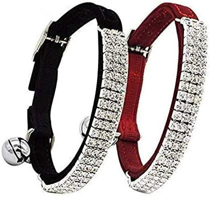 Fashionable CHUKCHI Soft Velvet Safe Cat Adjustable Collar Bling Diamante Elite