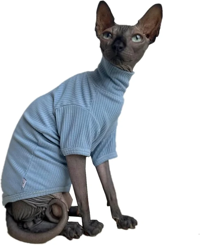 Long-Lasting Sphynx Hairless Cats Shirt Cotton Cat Turtleneck Sweater Pullover Kitten Luxury