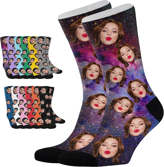High-End D-Story Custom Face Socks Personalized Photo Picture on Socks Unisex Athletic Functional