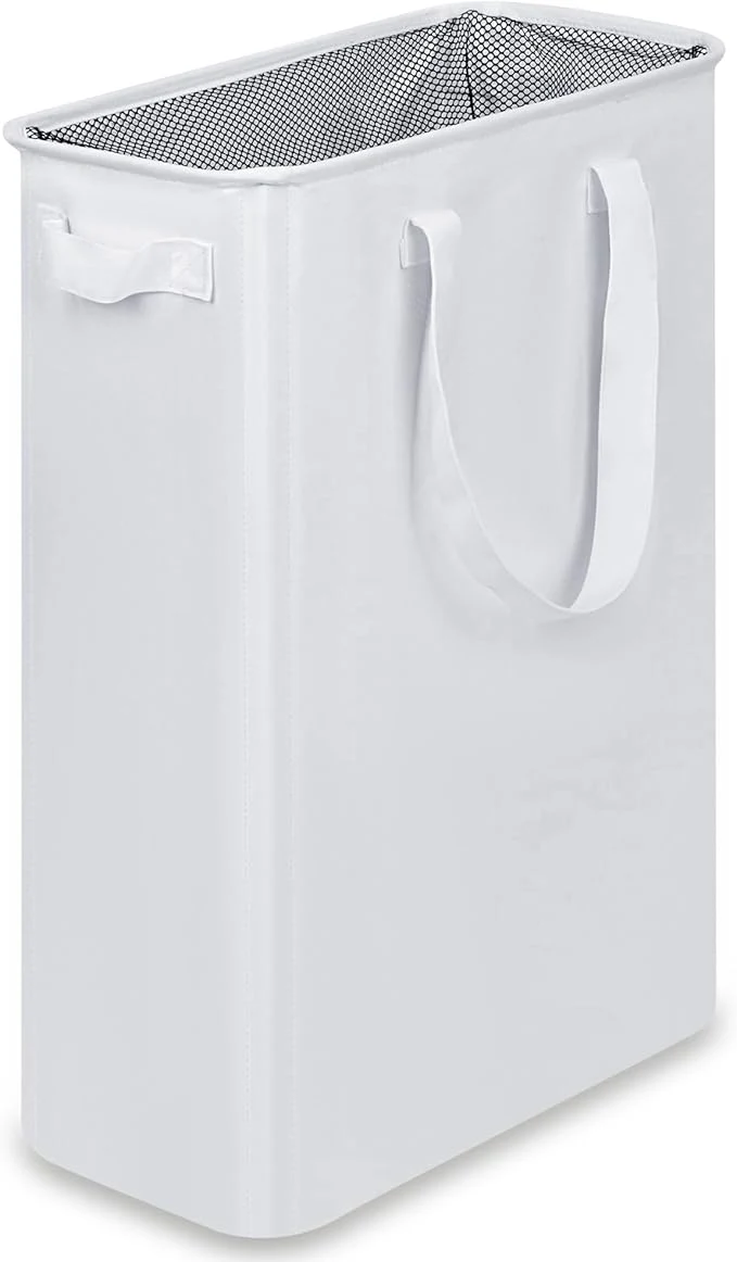 Elite efluky Slim Laundry Basket Narrow Laundry Hamper with Handles Collapsible Dirty Clothes Hamper Tall Laundry Bin for Laundry Room Dorm and Bedroom 12.7 Gallons 48L WhiteAbout ThisOverview Fine