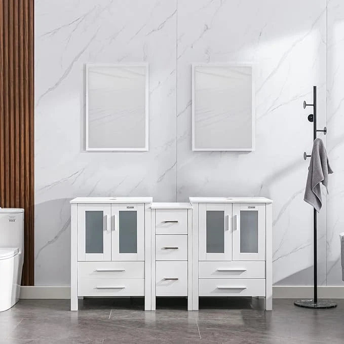 Versatile eclife 60 Modern Bathroom Vanity Sink Combo standing Cabinet with Small Side Cabinet Without Vessel Sink Faucet Drain White Vanity Only About ThisOverview Excellent