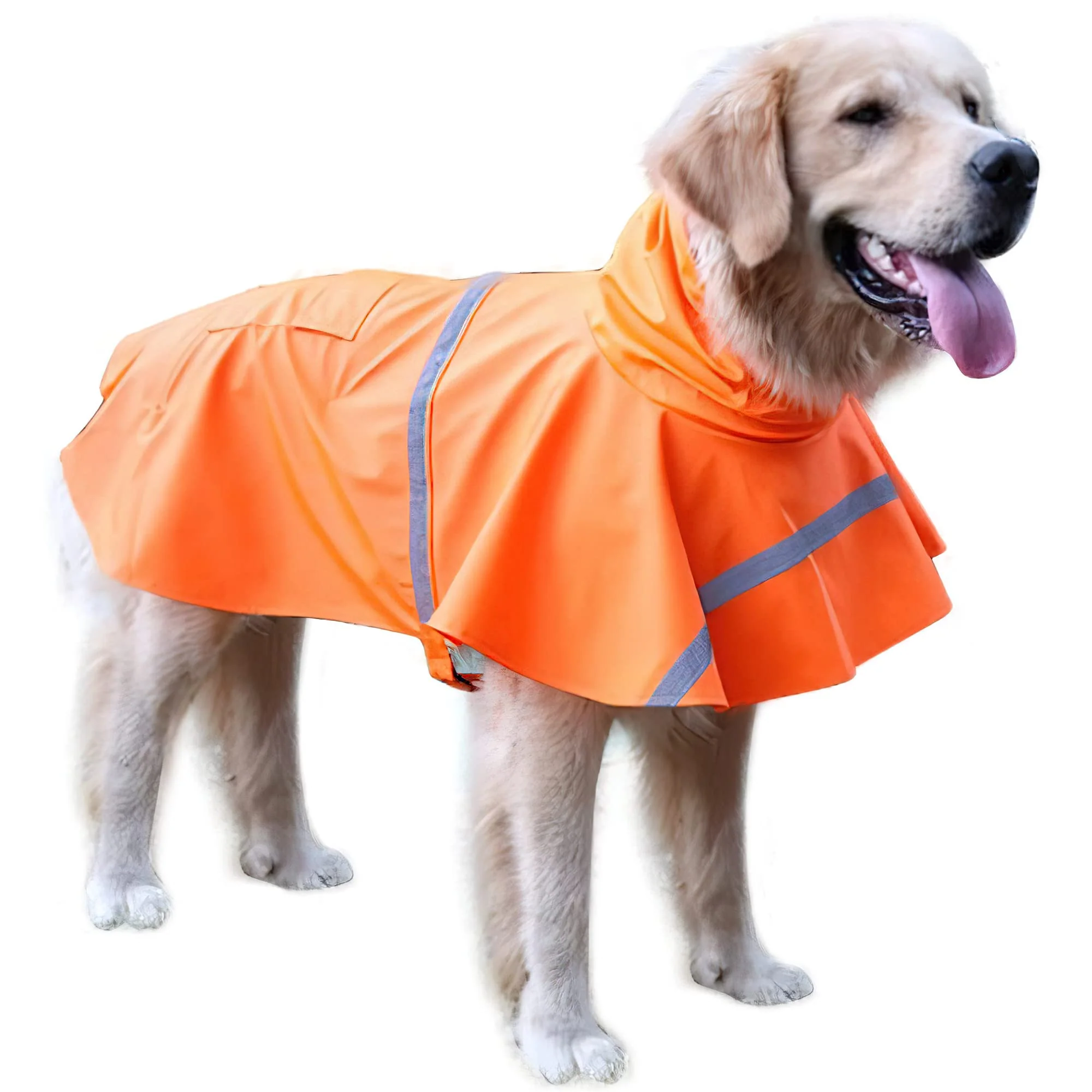 Efficient NACOCO Large Dog Raincoat – Lightweight Waterproof Jacket with Reflective Strip L Orange Classic