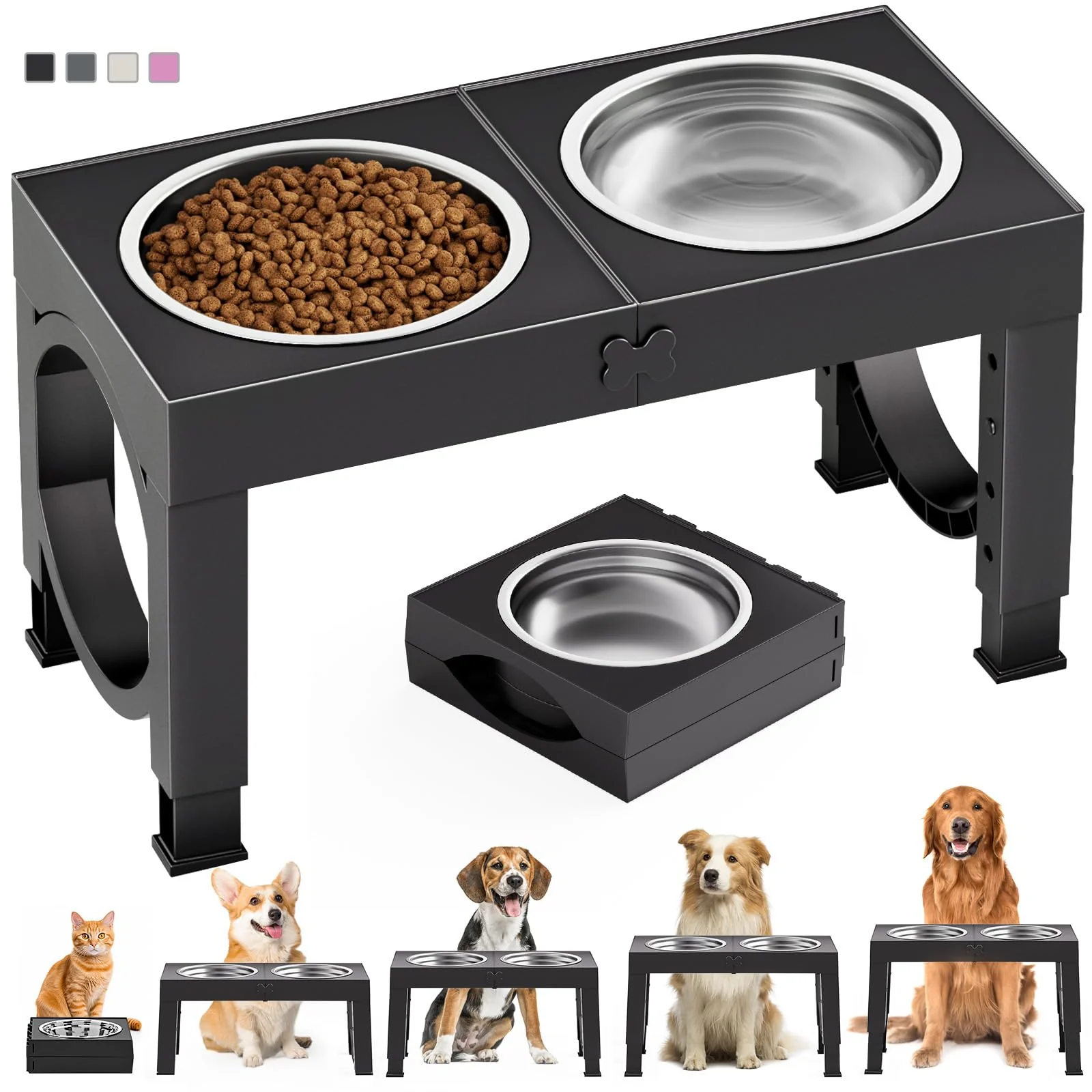 Exclusive XiaZ d Dog Bowls Large Breed – Adjustable Raised Stand for Comfortable Feeding Secure