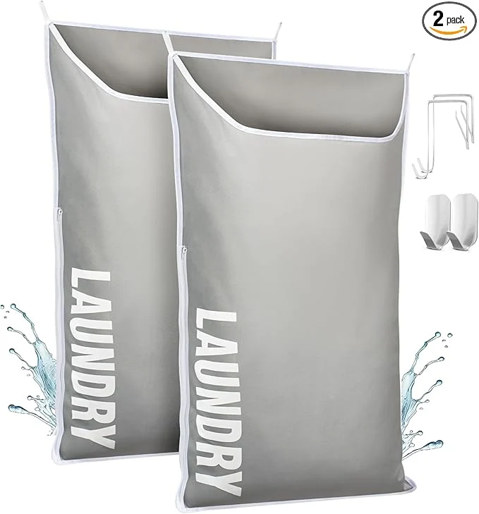Comfortable Hanging Laundry Hamper Bag XL 40×22 Space Saving over the Door Storage Bags Behind the Door Hampers for Dirty Clothes Wall Mounted Basket for Bathroom Organizer for Small Room Spaces RVAbout ThisOverview Elite