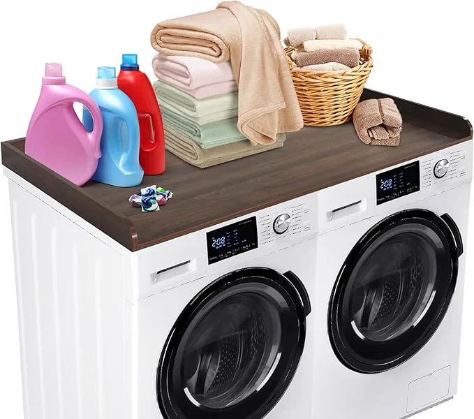 Exclusive Washer Dryer Countertop with 2.75 h Edge Rails 54 w x 27.55 d Wooden Laundry Countertop with Non-Slip Pads Water-Resistant Washer and Dryer Topper for Laundry Room Organization and StorageAbout ThisOverview Casual