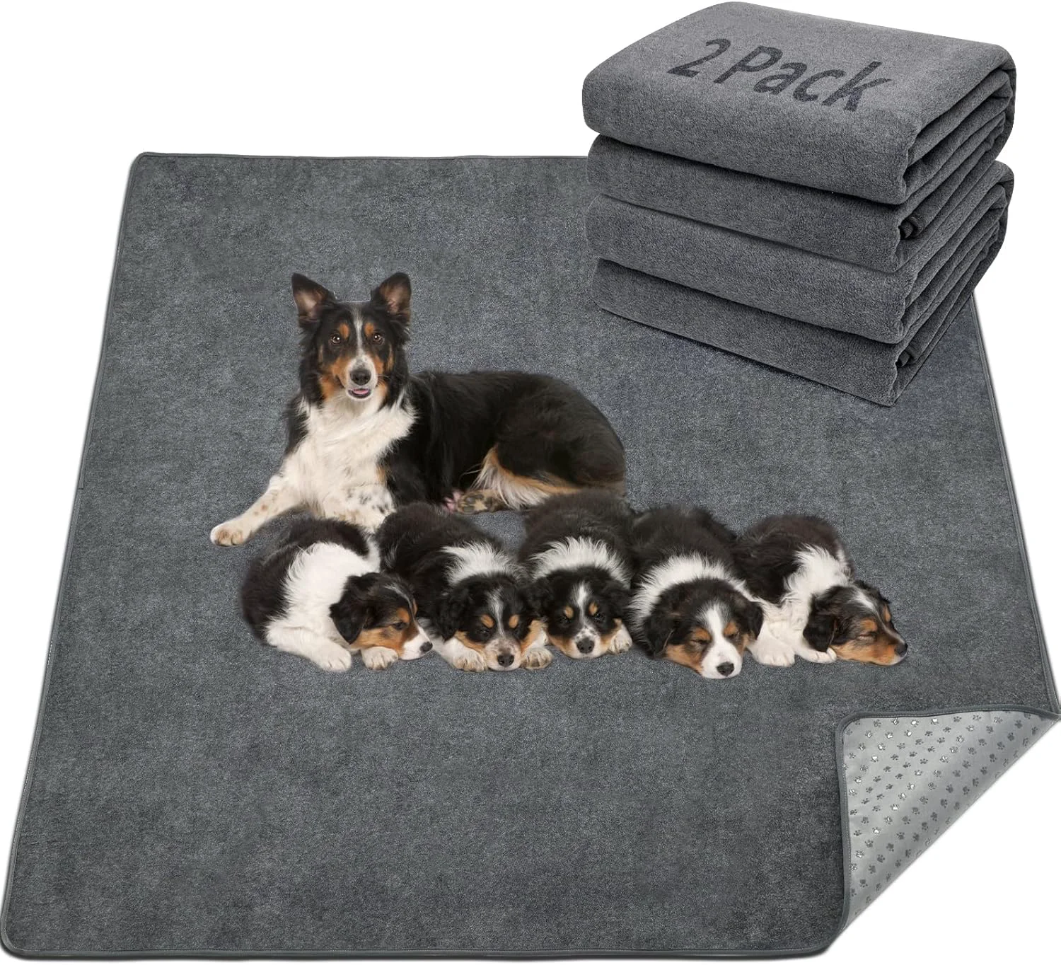 Detailed LOOBANI Washable Pee Pad for Dogs 2 Packs Non-Slip Puppy Training Pads Fast Absorbent Pet Whelping Pads Puppy Playpen Mat for Incontinence Housebreak Crate 48x60in Gray Effective
