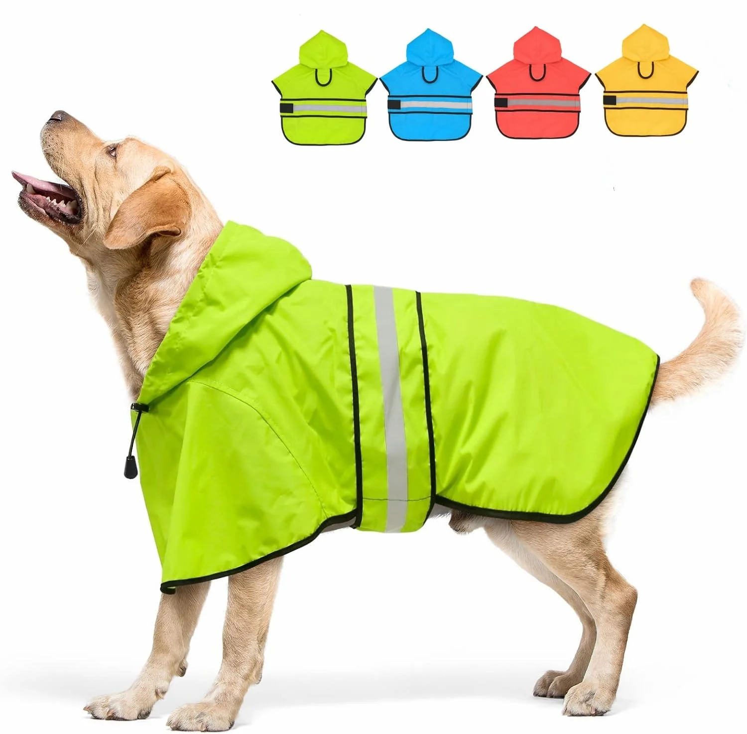 Effective Candofly Dog Raincoat Hooded Poncho – Waterproof Reflective Lightweight Coat X-Large Green Premium