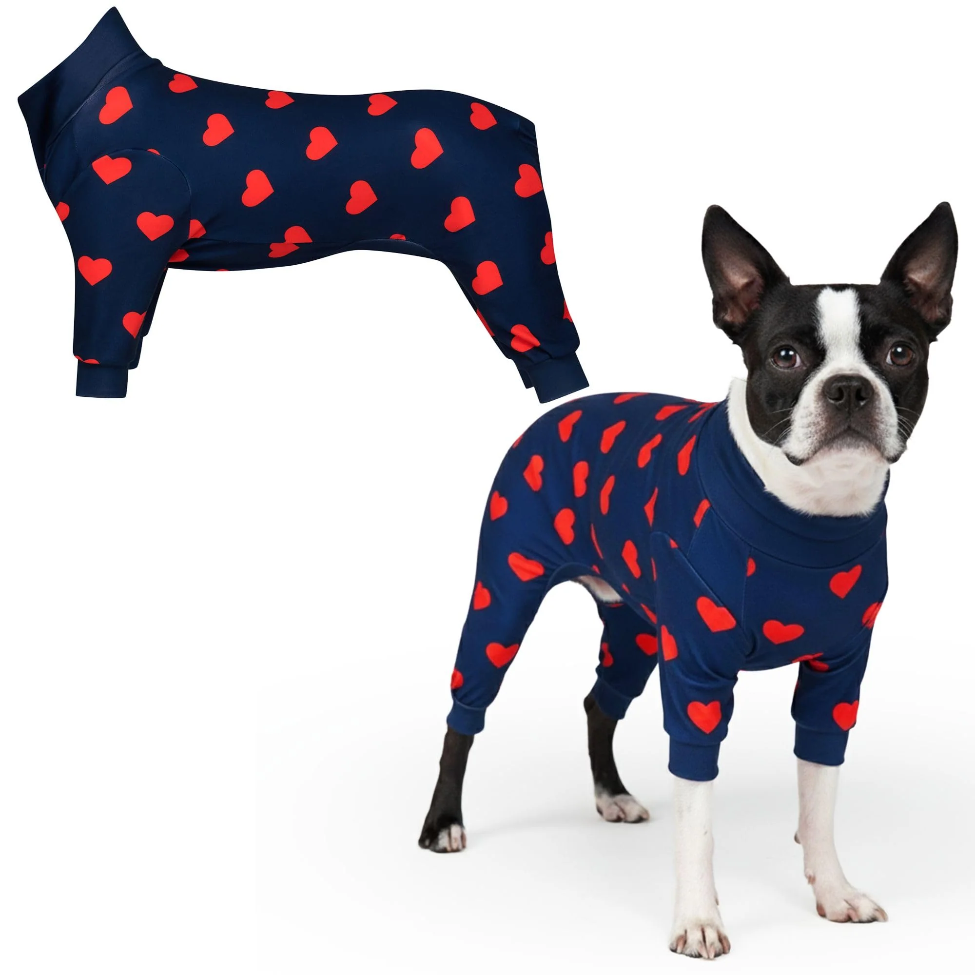 Specialty Spark Paws Hearts Dog Pajama – 4-Way Stretch Recovery Onesie M for Small to Large Breeds Original