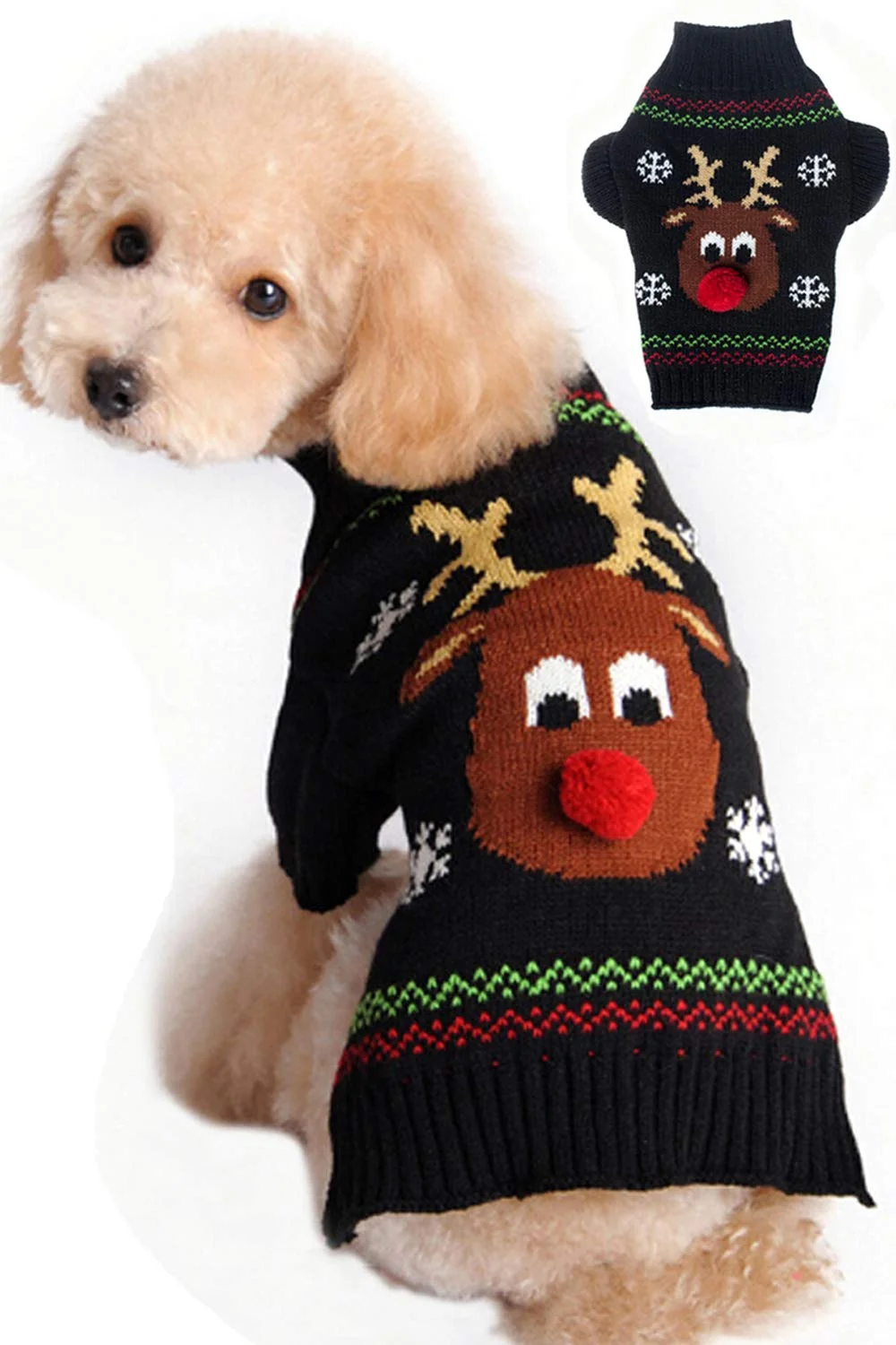 Selected BOBIBI Dog Sweater for Christmas Cartoon Reindeer – Winter Knitwear Trusted