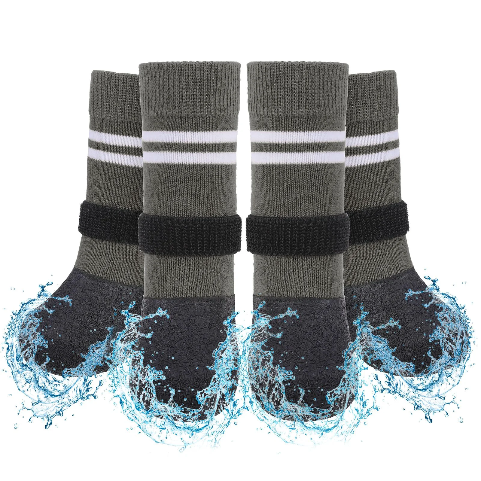 Fashionable SCENE Anti-Slip Dog Boots Paw Protectors – Waterproof Winter Shoes Grey XL User-Friendly