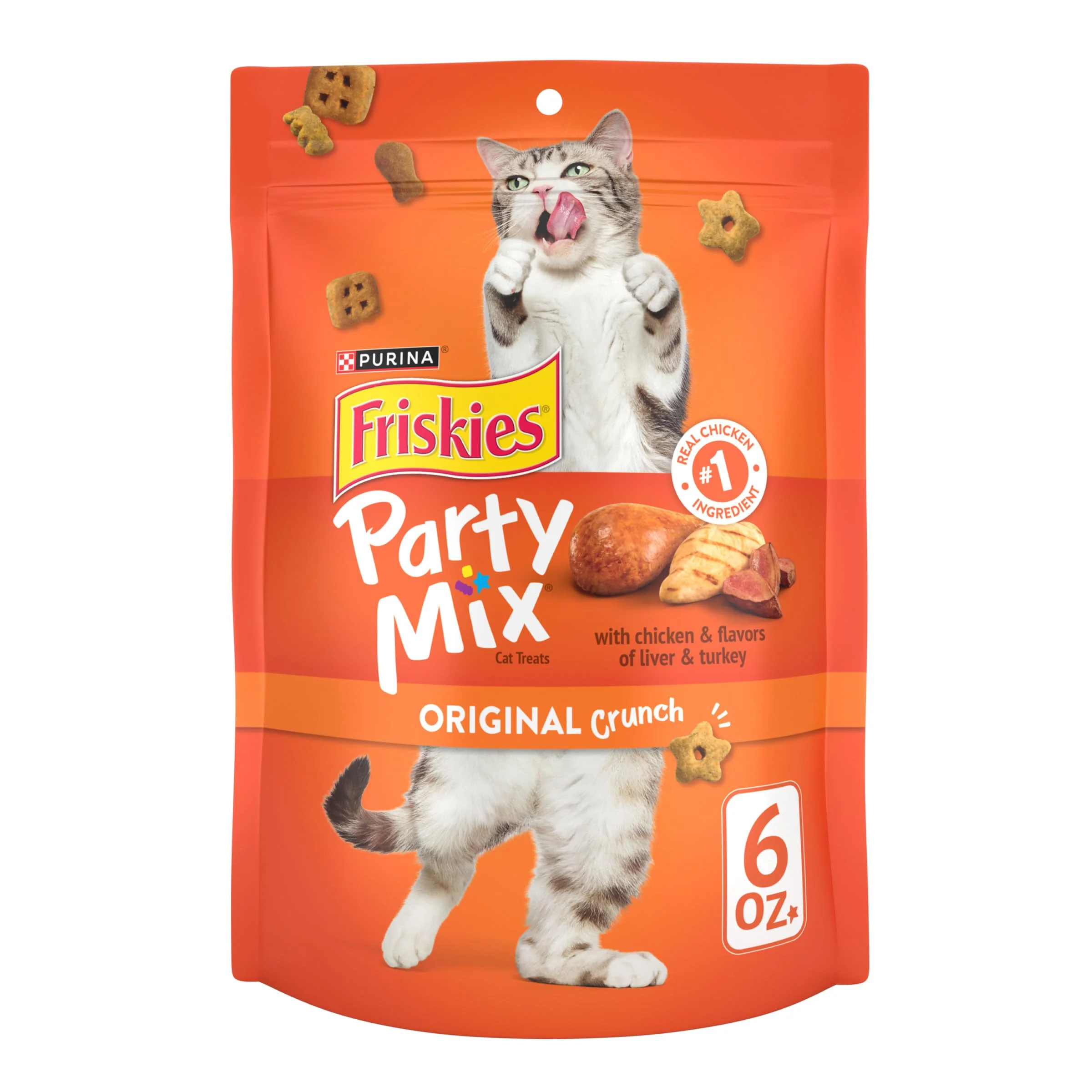 Artisan Purina Friskies Party Mix Crunch Cat Treats – Pack of 6 6 oz Pouches Consistent