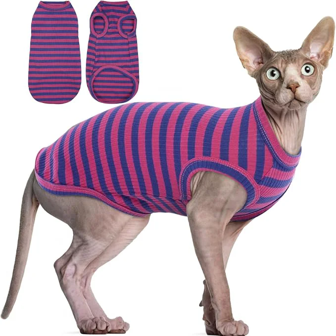 Solid BRKURLEG Sphynx Hairless Cats Shirt Puppy Clothes Soft Cotton T-Shirts Cute Breathable