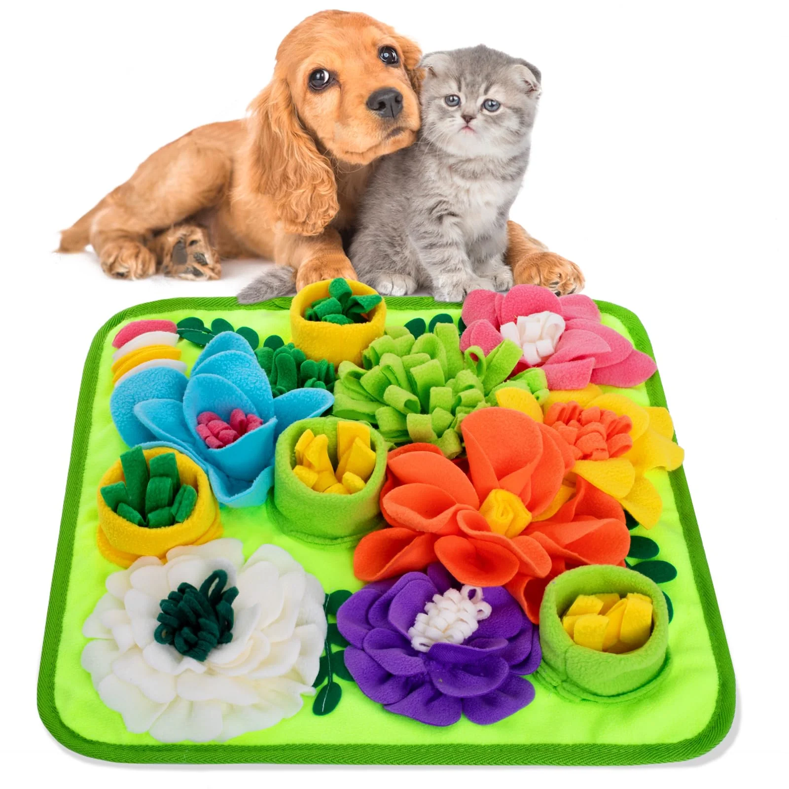 Premium Oliumt Snuffle Mat for Dogs Cats Small Pets – Slow Feeding Stress Relief Foraging Training Bright Green High-Grade
