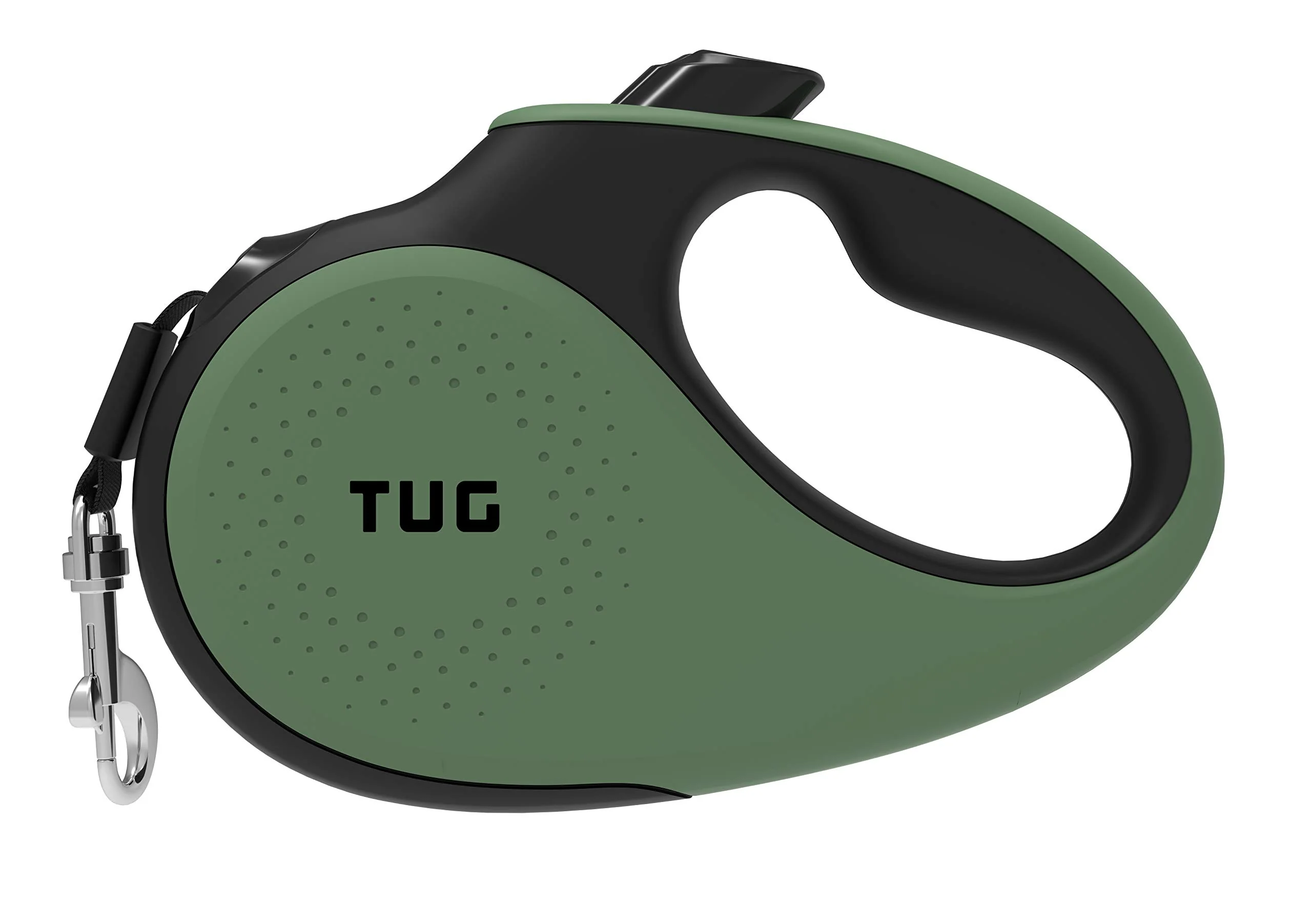 Elegant TUG 360° Tangle- Retractable Dog Leash – 16 ft Nylon Tape Anti-Slip Handle One-Handed Brake Pause Lock Medium Green High-Grade