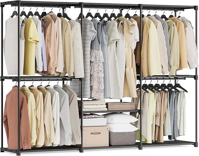 World-Class SONGMICS Portable Closet standing Closet Organizer Clothes Rack with Shelves Hanging Rods Storage Organizer for Cloakroom Bedroom 80.7 x 17.1 x 65.4 Inches Black URYG035B01About ThisOverview Advanced