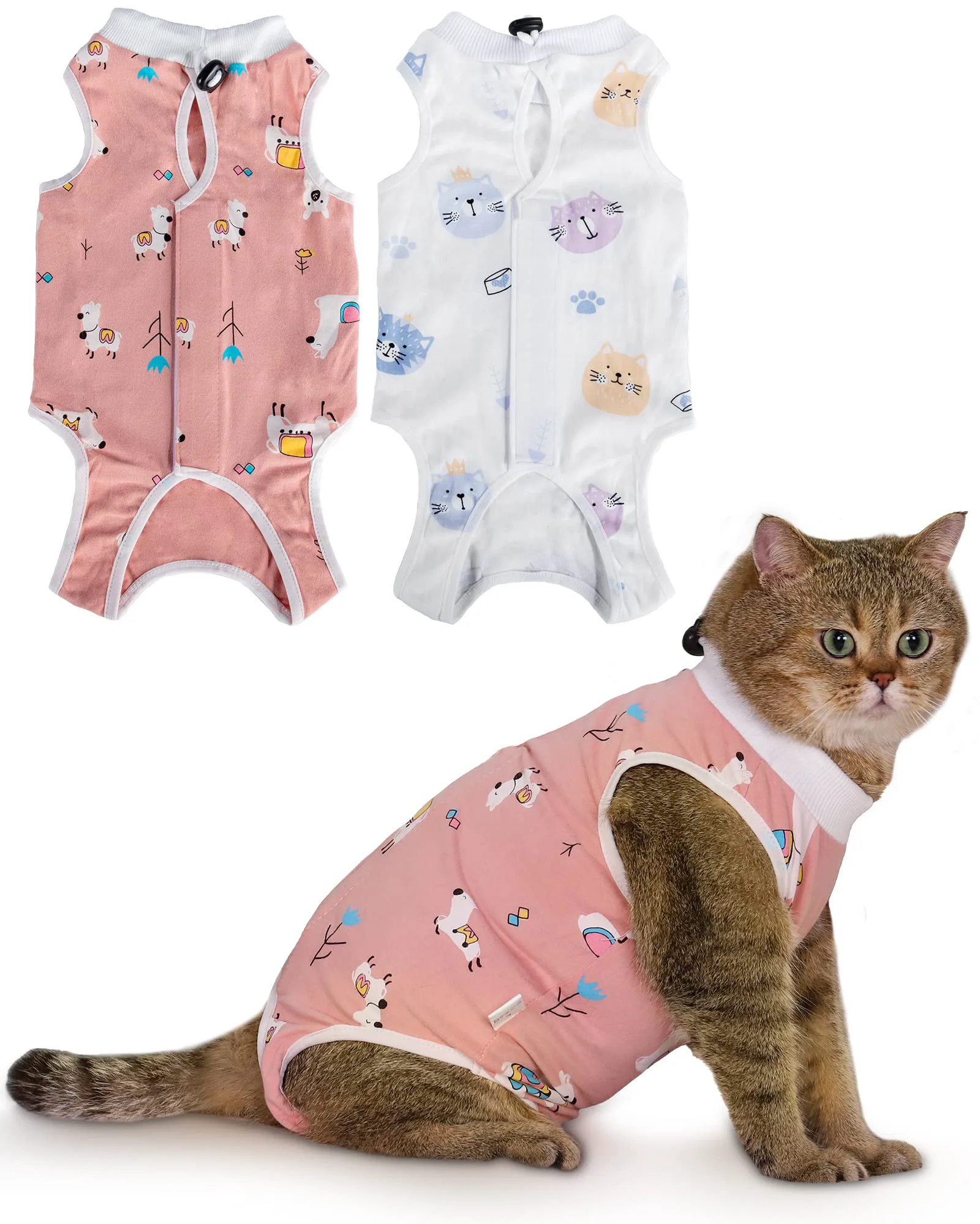 Comfortable ANWA 2 Pack Cat Recovery Suit – Breathable Post-Surgery Cat Onesie for Female Cats Classic