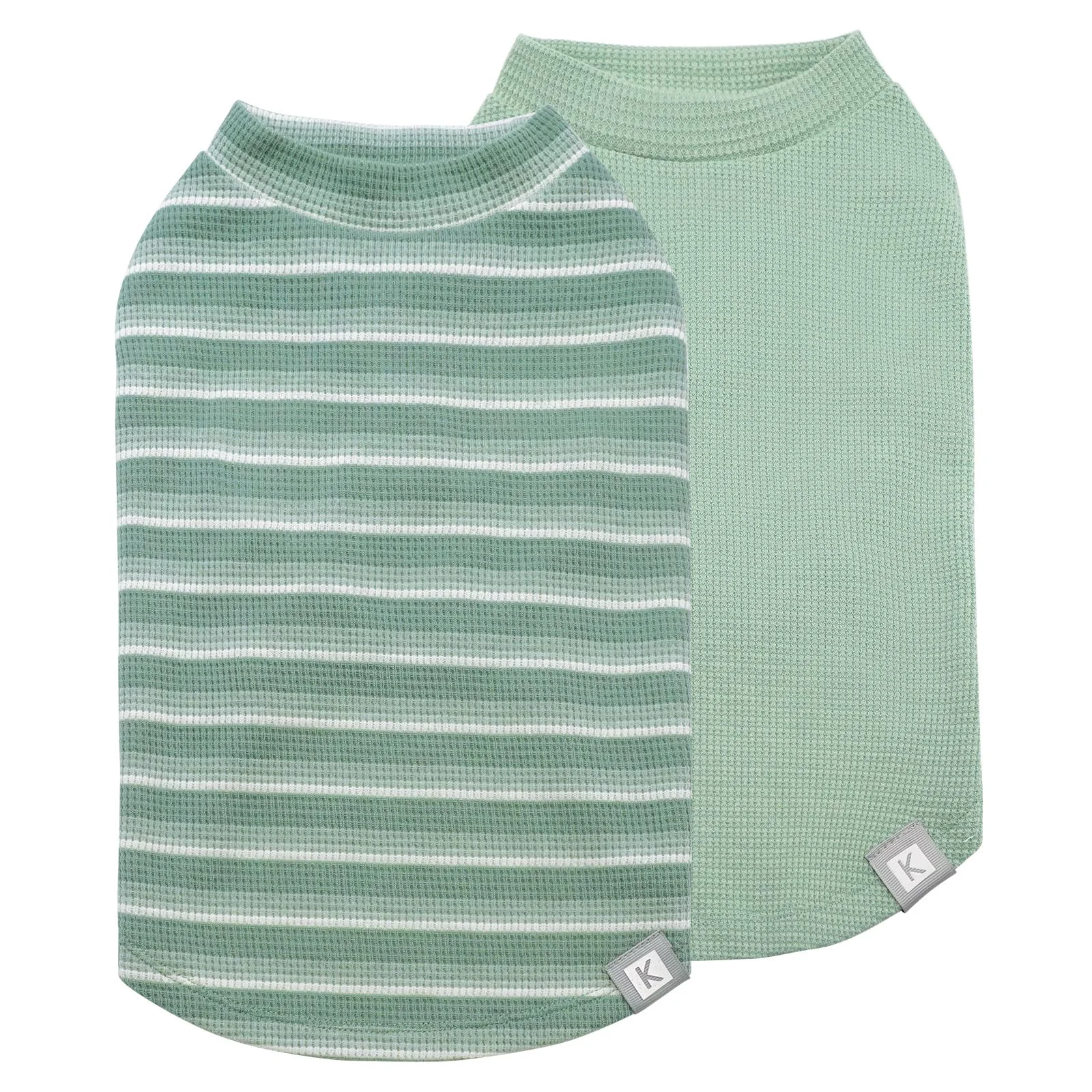 High-Grade KYEESE 2Pack Waffle Dog Shirts for Small Dogs Lightweight Breathable Tank Tops Green Striped Environmentally Friendly