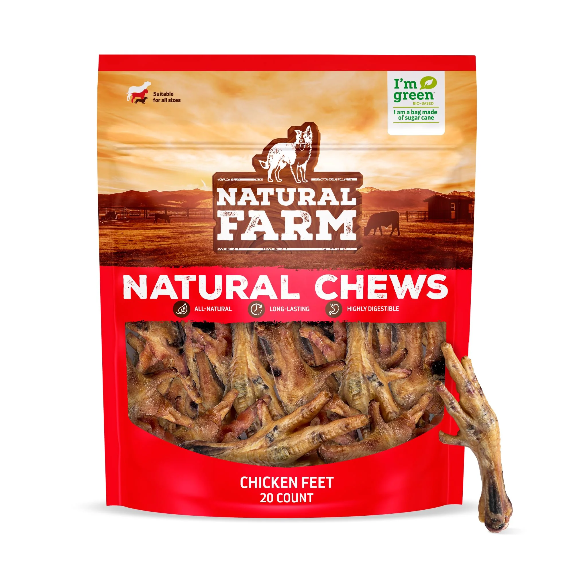 Powerful Natural Farm Nail- Chicken Feet Dog Treats 20 Pack – -Range Air-Dried Single-Ingredient Classic