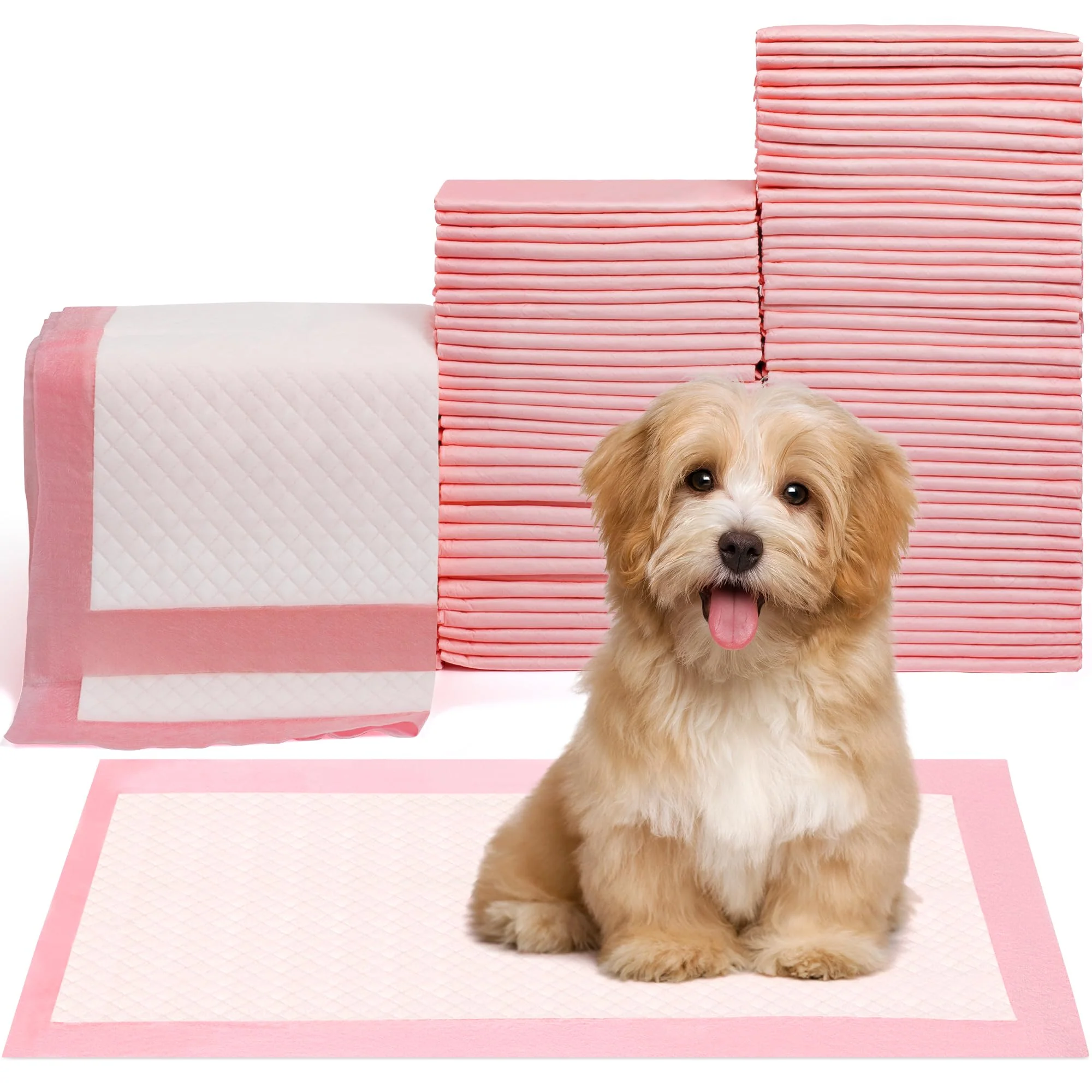 High-Grade Red Rabbits Pet Toilet Training Pads – 100 Count 18 x 13 in Ultra Absorbent Quick Dry Leak-Proof Pink Efficient