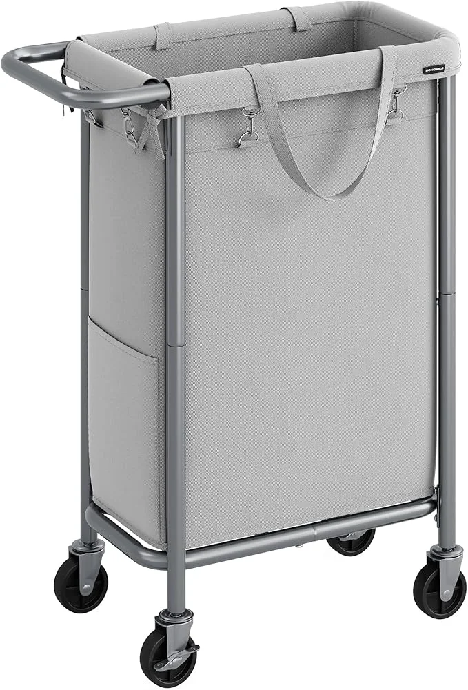 Sustainable SONGMICS Laundry Basket with Wheels Rolling Laundry Hamper 23.8 Gallons 90 L Removable Liner Steel Frame with Handle 24 x 11.4 x 31.9 Inches Dove Gray URLS003G01About ThisOverview Official