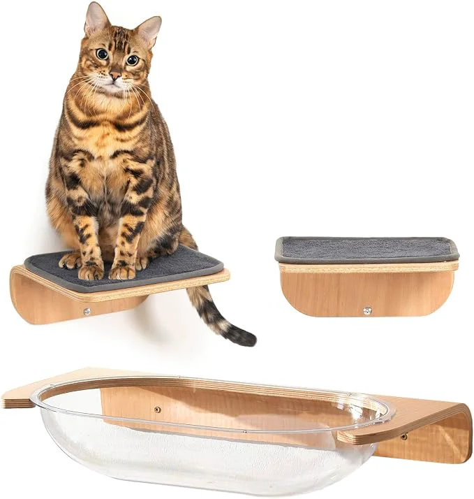 Lightweight Cat Wall Shelves for Cat Wall Steps Wooden Floating Modern Mounted Space Fine Crafted