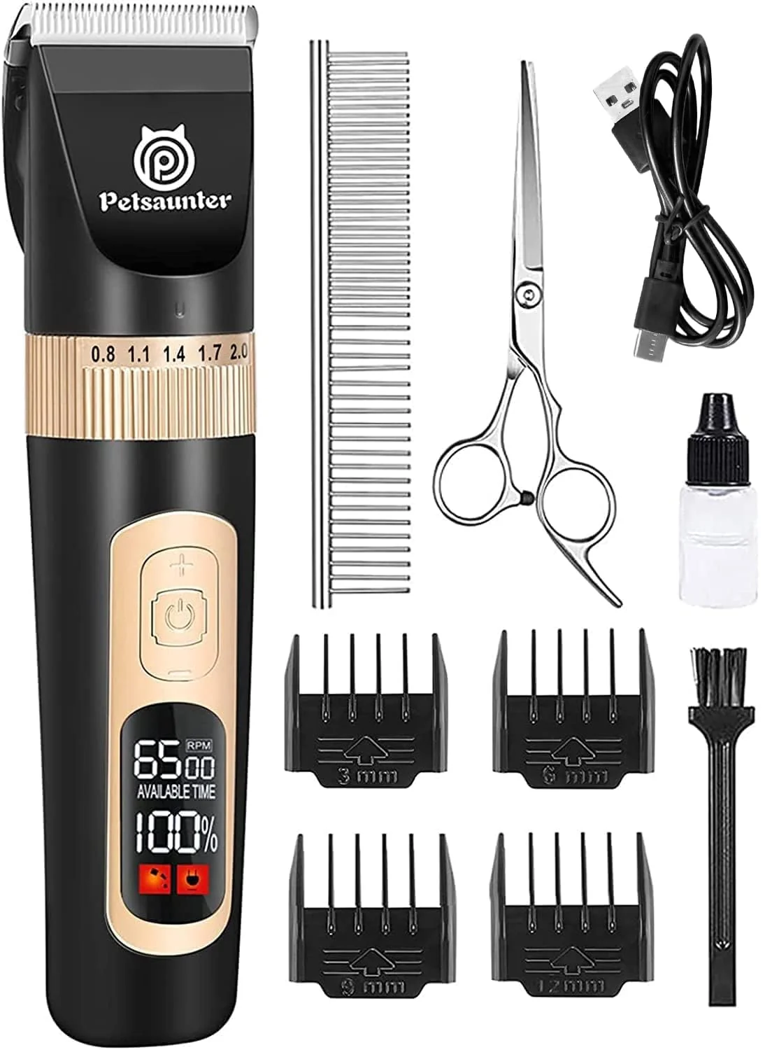 Functional Petsaunter Dog Clippers – 4-Speed LCD Low Noise Grooming Kit C95 Set Breathable